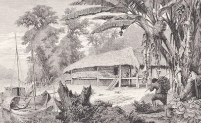 Egy gazdag indiai gumigyűjtő háza, az Amazonas és Madeira folyóból, Franz Keller, 1874
