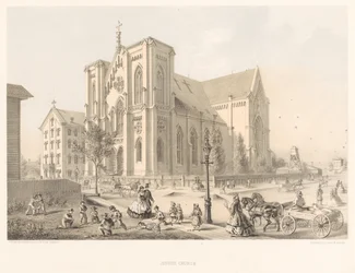 Jezsuita templom, Szent Család temploma, Chicago 1866 (litho)