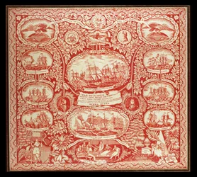 Kendő az 1812-es háború győzelmeinek emlékére, 1815 körül (pamut)