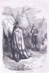 Mayhew és a Naragansett 1674, illusztráció Cassell története az Egyesült Államok pubjából. készítette: Petter & Galpin 1890 körül (litho)