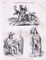 Észak-amerikai indián típusok (1640-es évek), illusztráció a Cassells History of the United States pubból. írta Petter & Galpin 1890 körül