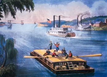 A Mississippin, 1866 körül (színes litho)