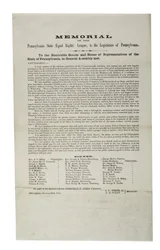 Pennsylvania Állami Equal Rights League, a Pennsylvania State Equal Rights League emlékműve Pennsylvania törvényhozásának, 1865. január 20.