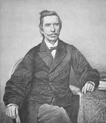 Semmes ellentengernagy (1809-77), az Alabama konföderációs portyázó kapitányának (litho) portréja