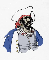 Egy kalóz portréja. Howard Pyle (1853 - 1911), amerikai illusztrátor "" A kalózok bukásai és a spanyol főtér maroonászai könyve" 1887.