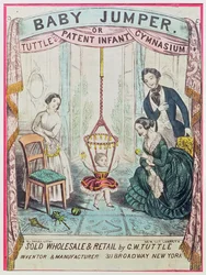 A Baby Jumpert vagy a Tuttes Patent Infant Gym-et hirdető plakát, kiadó: W.J. Dailey