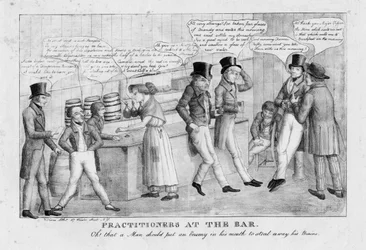 Gyakorlók a bárban, 1834 körül