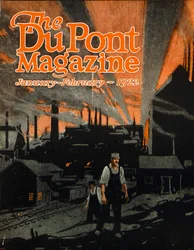 Vasúti híd megemelése dinamittal, a DuPont Magazin címlapja, 1922. január-február