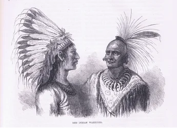 Vörös indián harcosok, illusztráció Cassell története az Egyesült Államok pubjából. készítette: Petter & Galpin 1890 körül (litho)