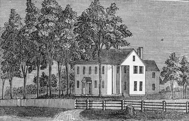 Ellsworth bíró házának délnyugati képe, a „Connecticut Historical Collections”-ből, John Warner Barber, 1856 (metszet)