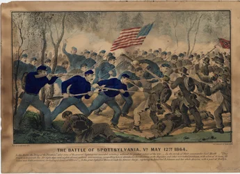 The Battle of Spotsylvania, Va. 1864. május 12., pub. szerző: Currier & Ives, 1864 körül