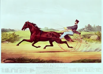 Az ünnepelt ló, George M. Patchen, A gyep bajnoka, vésette Nathaniel Currier (1813-88) és James Merritt Ives (1824-95), 1860