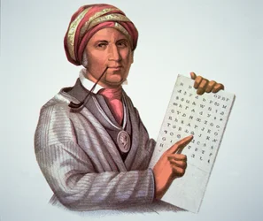 The Cherokee Scholar, Sequoyah (1776-1843) (színes litho)