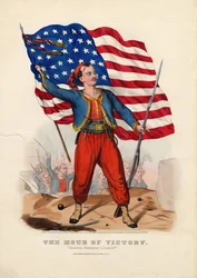 A győzelem órája: Zouaves, emlékezz Ellsworth-re!, kocsma. Currier & Ives, 1861