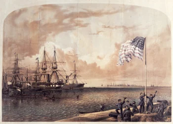 Az Unió győzelme Port Royalban, 1861. november 7., vésette Shearman és Hart, 1861