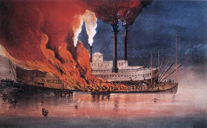 A „Robert E. Lee” leégése a Mississippin, Vicksburg közelében