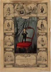 Az eredeti Tom Thumb tábornok: a legkisebb élő ember, kocsma. Currier & Ives, 1860