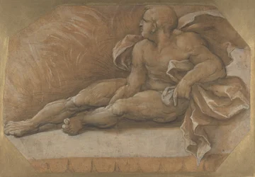 Meztelen férfi figura ül a földön, kb. 1535-40.