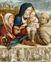 „Szűz és gyermek Szent Ilona és Szent Ferenc között”, 1520