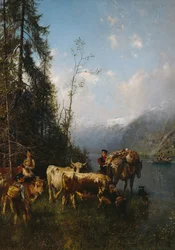 Fjord táj tehenekkel