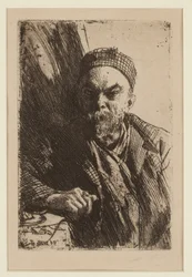 Paul Verlaine (1844-1896) költő portréja - Zorn, Anders Leonard (1860-1920) - 1895 - Rézkarc - 23,7x16 - Magángyűjtemény