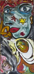 BLUE GIRL AND VEILED WOMAN, 2012 (akril, juta vászonra, fakeretre feszítve)