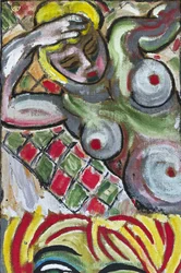 EXPRESSIONISTA NŐI Meztelen, 2012 (akril, juta vászonra, fakeretre feszítve)