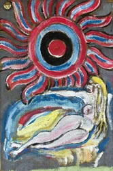 NAKED LYING IN THE SUN, 2012 (akril, juta vászonra, fakeretre feszítve)