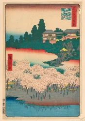 Virágpavilon, Dango Hill, Sendagi (Sendagi, Dango-zaka Hana-yashiki) A Száz sorozatból Edo híres kilátásai