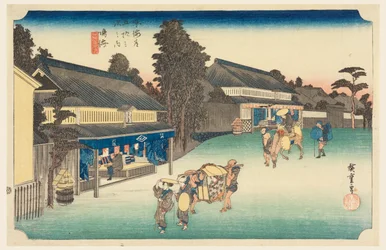 Narumi, a ruhájáról híres hely, a Tokaido út ötvenhárom állomásán (Tokaido Gojusan Tsugi-no Uchi)