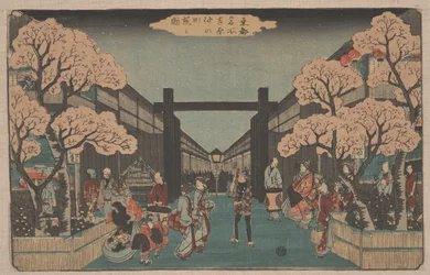 Cseresznyevirágzás a Naka-no-cho-n a Yoshiwara-ban (fametszet)