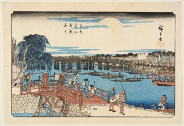 Tűzijáték a Rygoku hídnál (Ry?goku hanabi) (színes fatömbnyomat)
