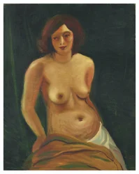Ülő, topless nő mellszobra