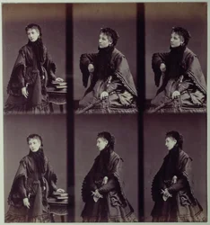 Sarah Bernhardt (1844-1923) portréja városi jelmezben