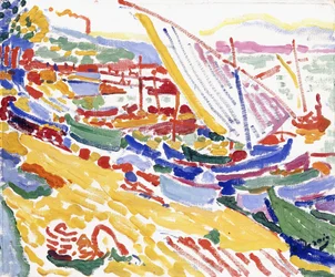Hajók Collioure kikötőjében