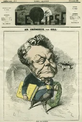 Adolphe Cremieux (1796-1880), jogász, politikus és az Izraeli Egyetemes Szövetség elnöke. Címlap: Gill: „” L