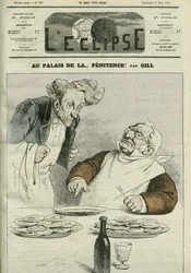 A bűnbánat palotájában Adolphe Thiers (1797-1877) köztársasági elnök karikatúrája. Borító a „” L