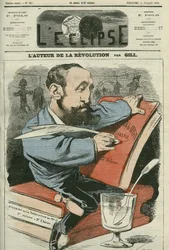 Jules Claretie (1840-1913) francia regényíró, drámaíró és kritikus rajzfilmje. Borító a Gill „” L