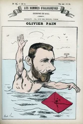 Olivier Pain francia és kommunista politikus portréja, Henri Rochefort (1831-1913) bagne és szökésének társa volt. Gill, Párizs rajzfilmje.