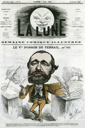 Viconte Ponson du Terrail (1829-1871) portréja, francia népszerű író, regény-szappanopera szerzője. Gill rajzfilmje a „The Moon” című filmben, február 24