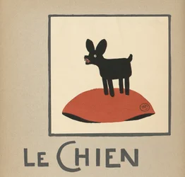 „Le Chien” - fekete kutyát ábrázoló gyermekillusztráció