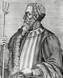 Andrea Doria (1466-1560) olasz admirális és politikus portréja, metszet A híres férfiak igazi portréi és élete című könyvéből