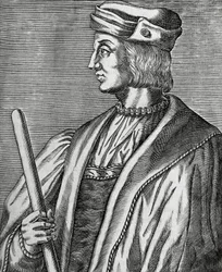 Gaston de Foix, Nemours hercegének (1489-1516) portréja, metszet A híres férfiak igaz portréi és élete című könyvéből