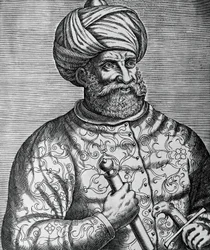 Khayr al-Din, Barbarossa (1465-1546), török korzár és admirális portréja, Andre Thevet (1502-1590) metszete