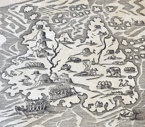 Trinity Island, metszet az Egyetemes Kozmológiából, Andre Thevet (1504-1592), Párizs