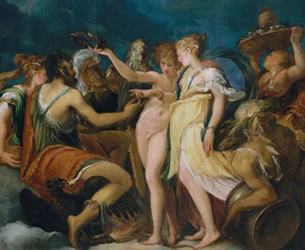 Cupido és Psyche házassága, 1550 körül (olaj, fa, áthelyezve a Masonite-ba)