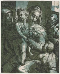 Szűz és gyermek Szent Jánossal, Sienai Szent Katalinnal és Szent Ferenccel, 1585.