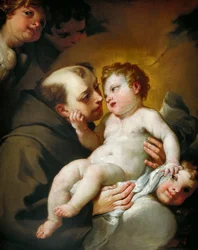 Páduai Szent Antal a Kis Jézussal, Andrea Lanzani (1641-1712), olaj, vászon, 92x78 cm