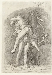 Herkules és Antaeus A legyőzhetetlen Herkules isten (cím a tárgyon)