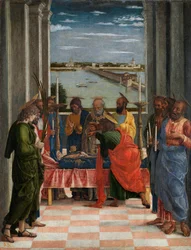 La mort de la vierge - A Szűz halála - Mantegna, Andrea (1431-1506) - kb 1462 - Tempera a panelen - 54,5x42 - Museo del Prado, Madrid